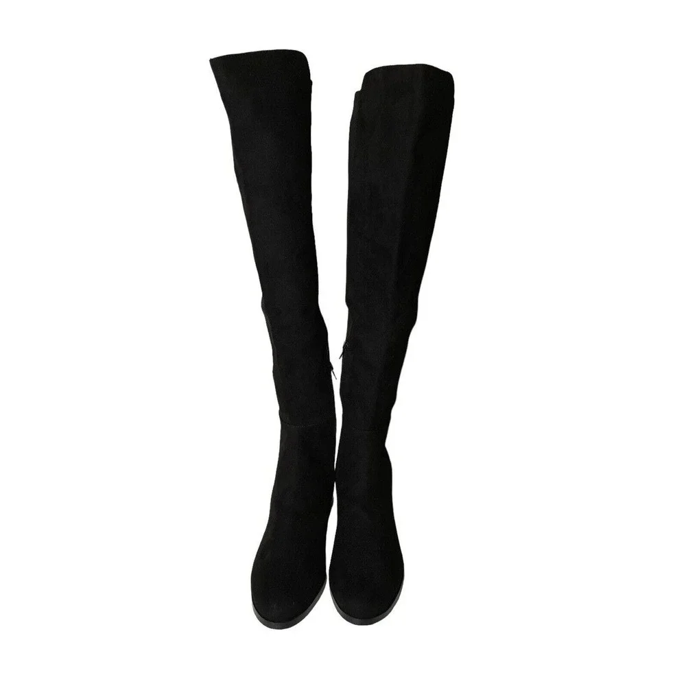 J.Crew NEW Over Knee Boots Microsuede Black Size 7 Stretchy Riding Equestrian